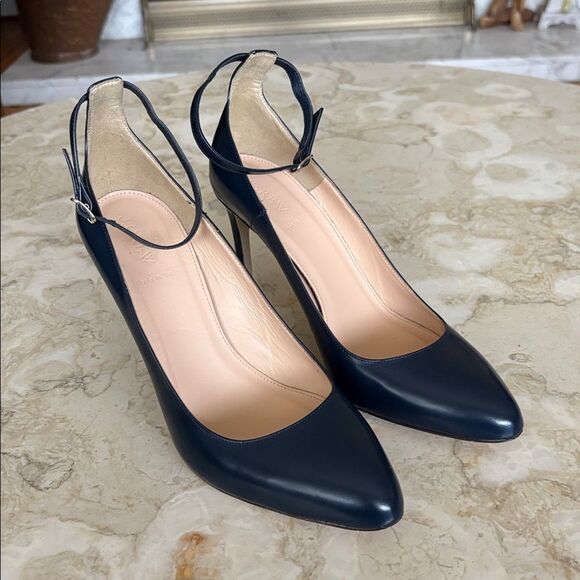 J. Crew Glossy Leather Stiletto Pumps Heels with Ankle Straps - Picture 4 of 15